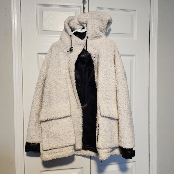Marc New York Saros Hooded Sherpa Bomber Jacket Large - Picture 3 of 12